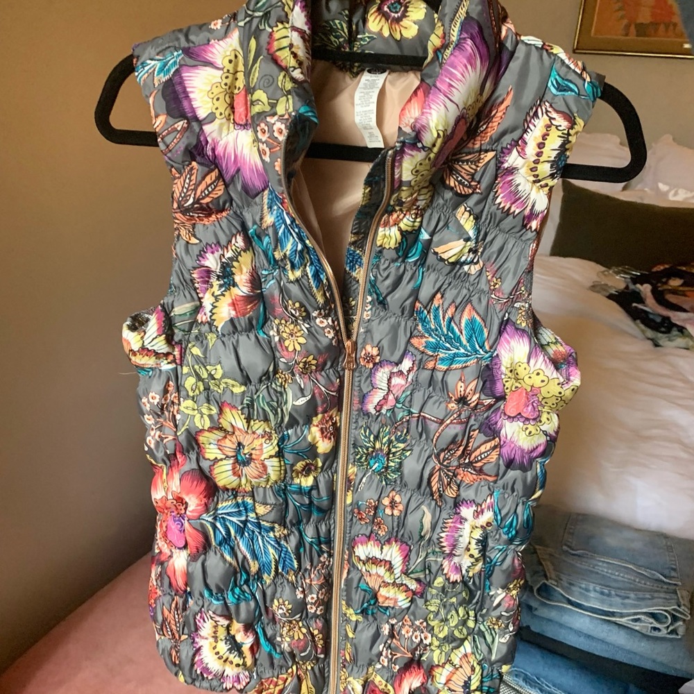 ANTHROPOLOGIE floral puffer vest